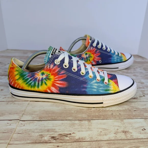 Converse All Star Rainbow Tie Dye Low Top Sneakers Trainers Women's Size 11 - Picture 3 of 13